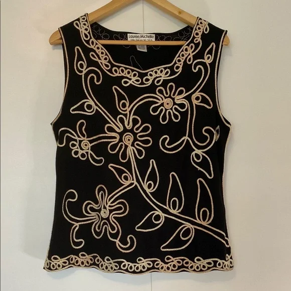 Lauren Michelle Tops Lauren Michelle Black Embroidered Womens